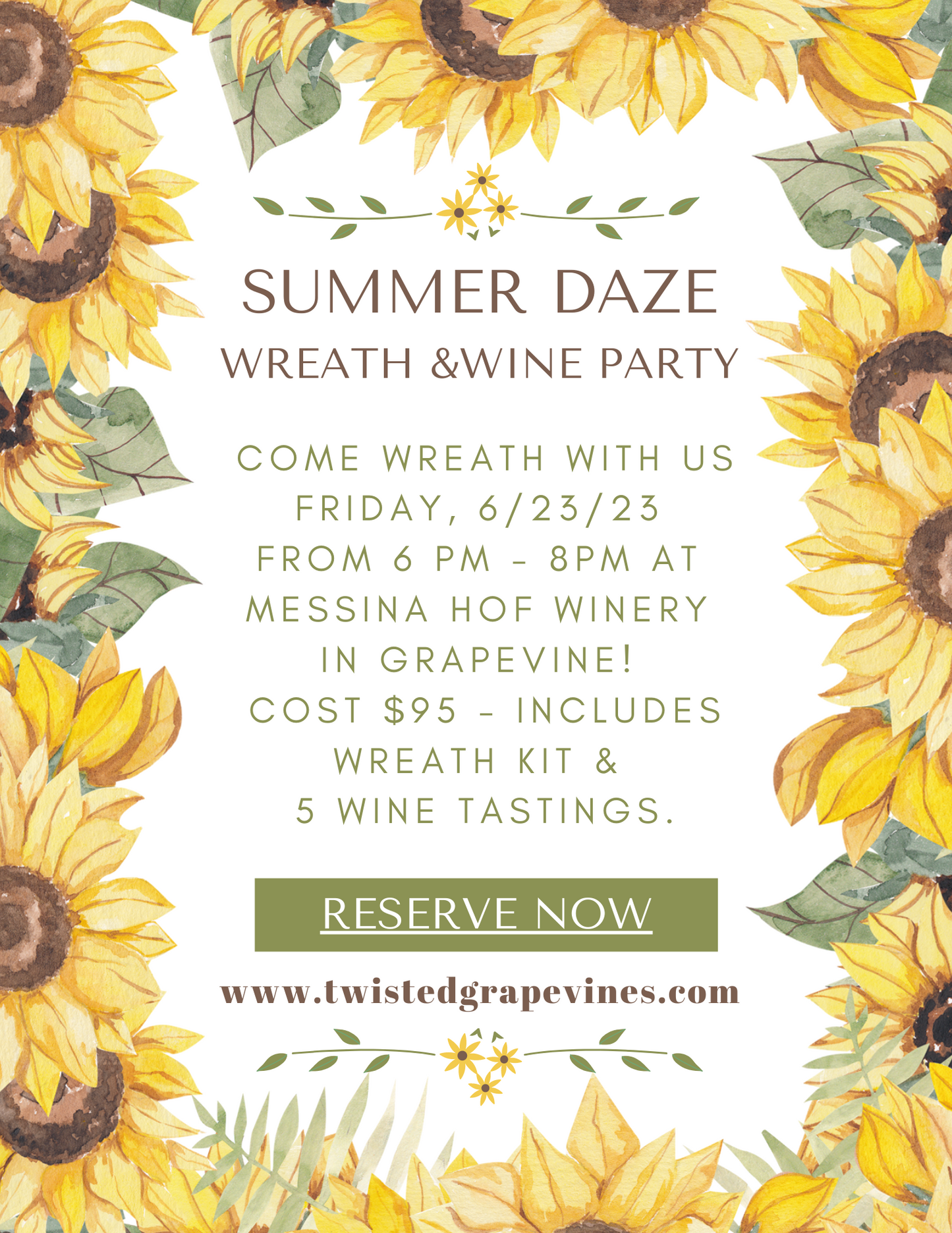 Summer Daze Event - June 23, 2023, 6 - 8pm, Messina Hof Winery, Grapevine, TX