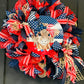 Highland Cow Patriotic Wreath
