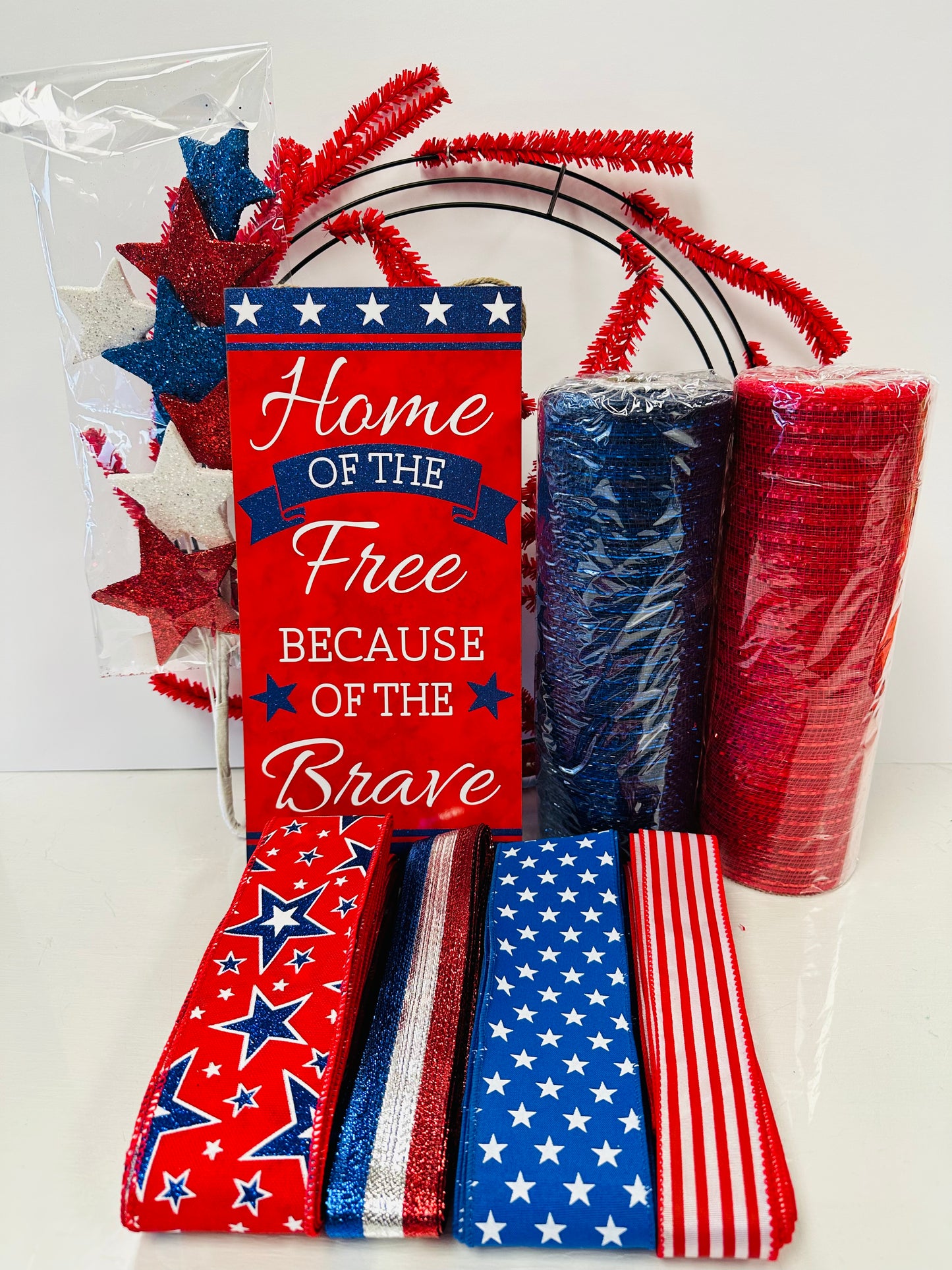 Party Kit - Home of the Free Because of the Brave DIY Wreath