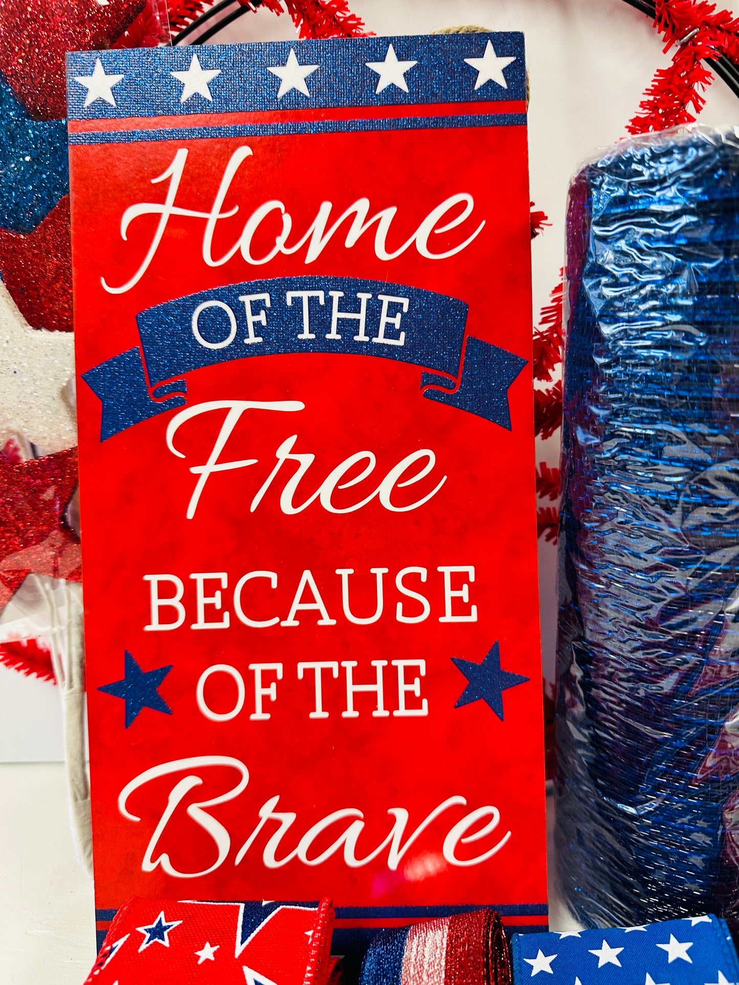 Party Kit - Home of the Free Because of the Brave DIY Wreath