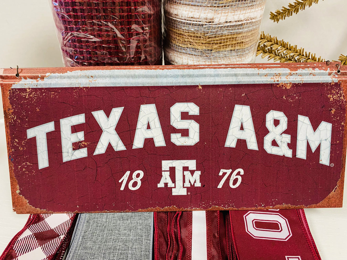 TX Aggie Wreath Party - 1876 Texas A&M Sign