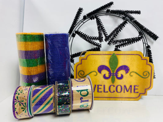 Mardi Gras Welcome Wreath Kit