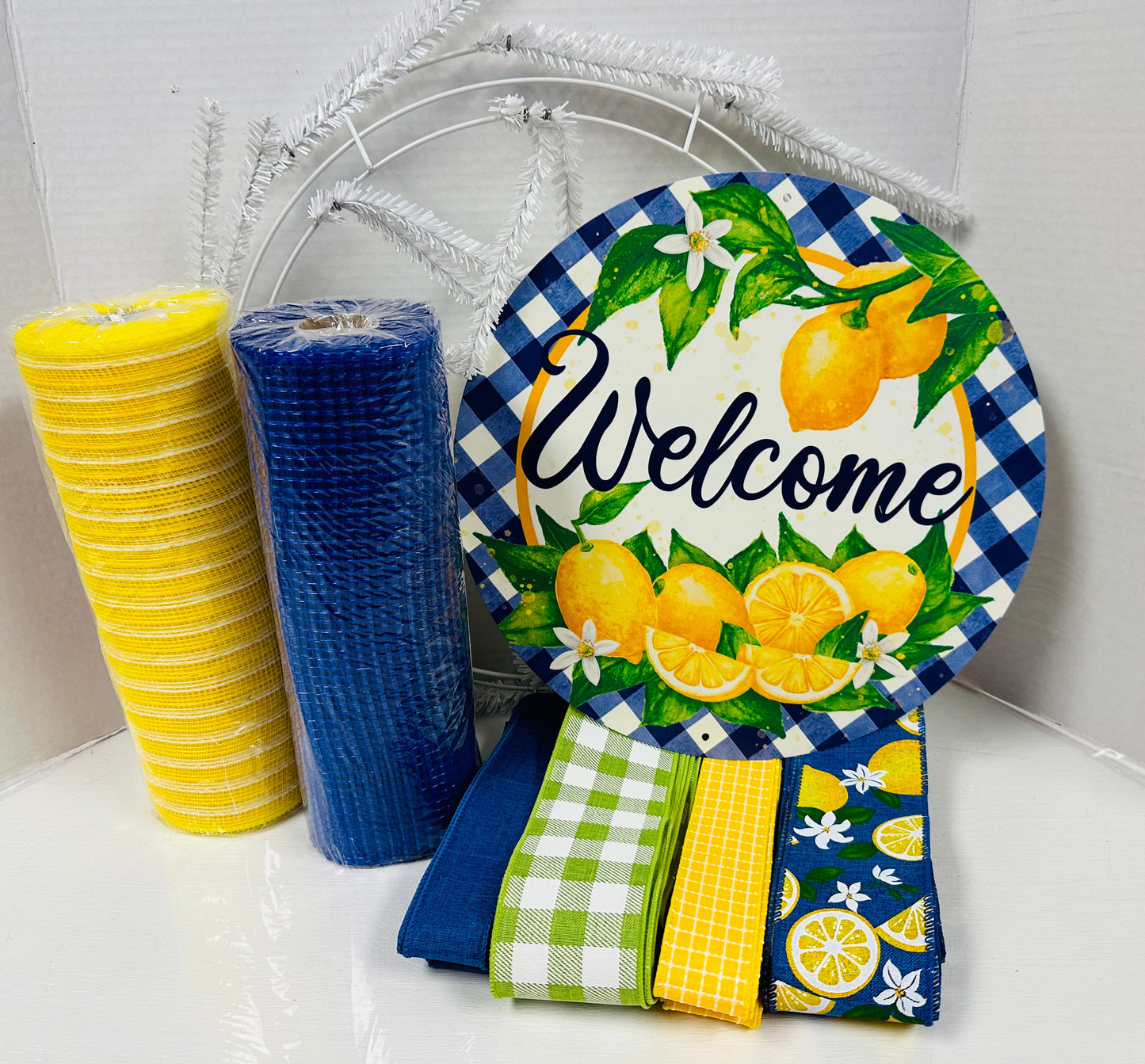 Lemon Welcome (Blue & Yellow) DIY Wreath Kit