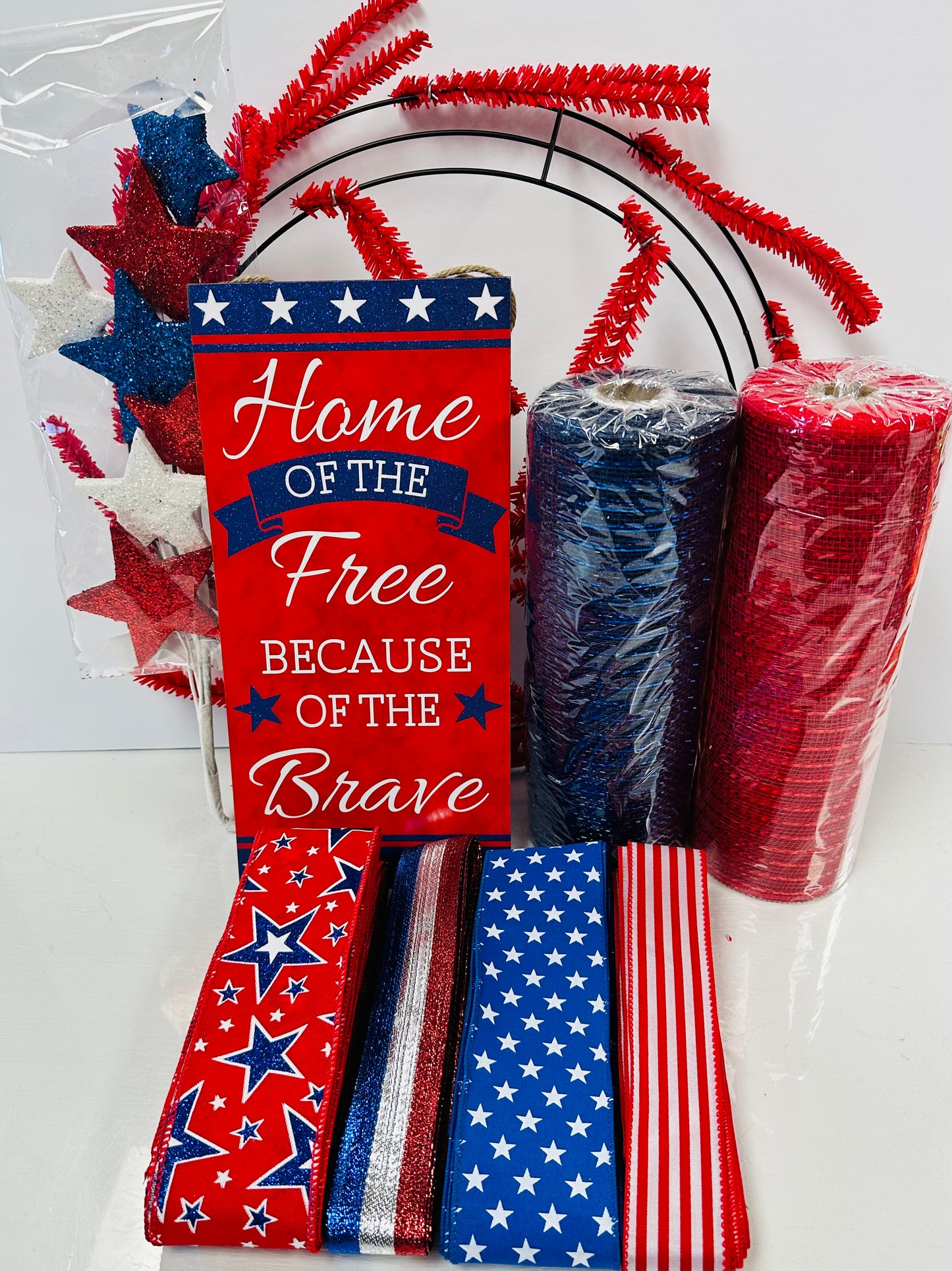 Party Kit - Home of the Free Because of the Brave DIY Wreath