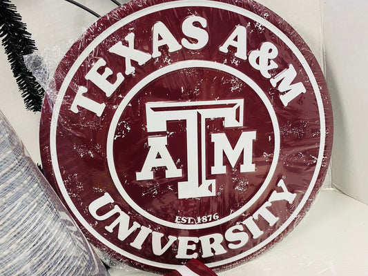 TX Aggie Wreath Party - Round Seal Sign