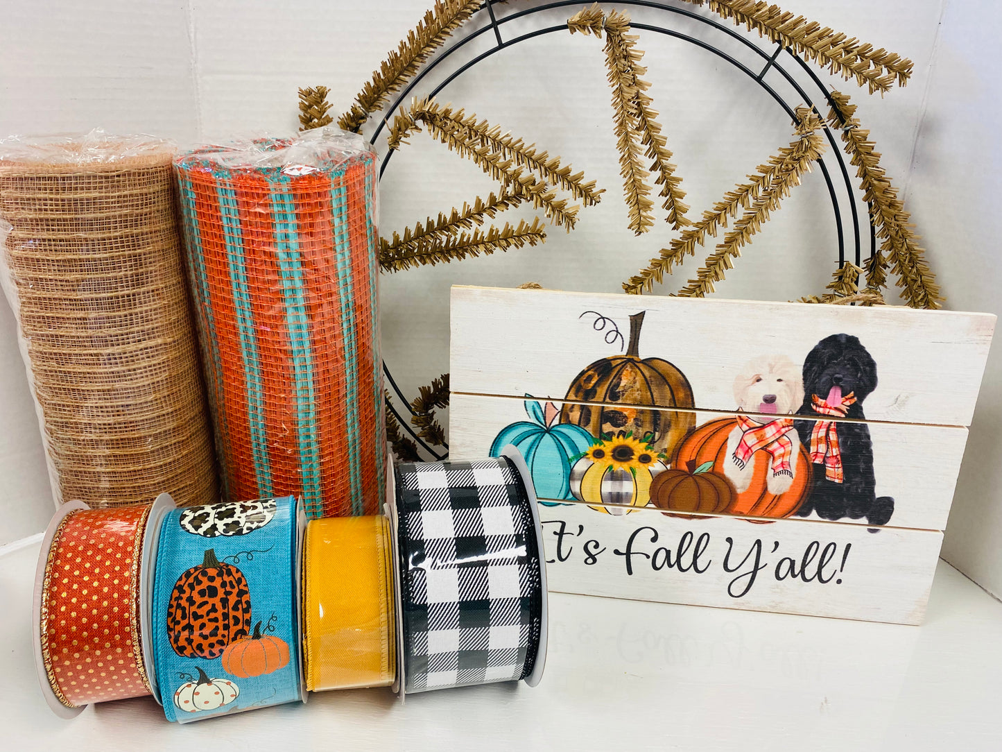 Party Kit - It's Fall, Y'all (with dogs) Wreath