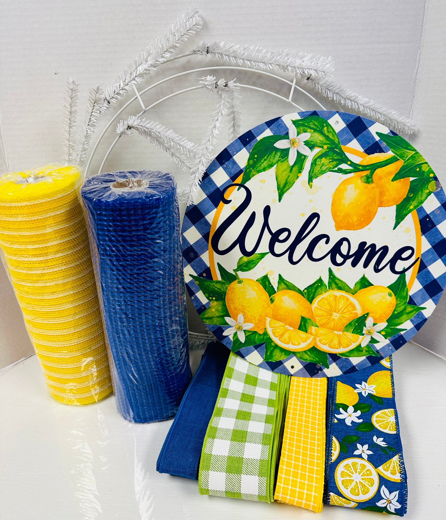 Lemon Welcome (Blue & Yellow) DIY Wreath Kit