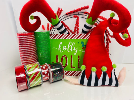 Holly Jolly Elf Christmas Winter Holiday DIY Wreath Kit