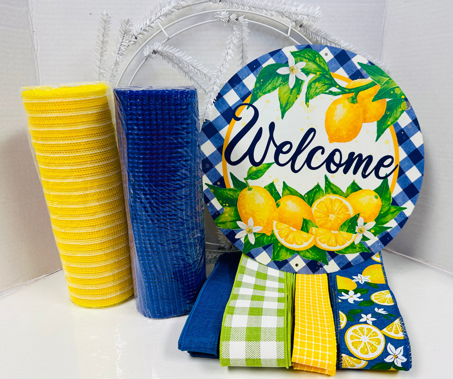 Lemon Welcome (Blue & Yellow) DIY Wreath Kit