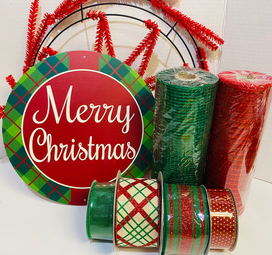 Party Kit - Merry Christmas Plaid Winter Holiday DIY