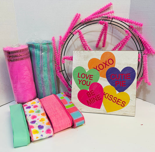 Conversation Hearts Valentine DIY Wreath Kit