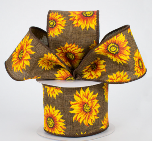 2.5"x10yd Sunflowers Ribbon