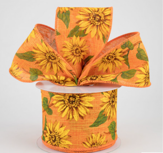 2.5"x10yd Linen Sunflower Ribbon