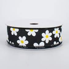 1.5" Daisy Print Ribbon: Black (10 Yards)