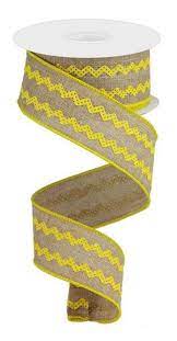 1.5" Beige and Yellow ric rac ribbon