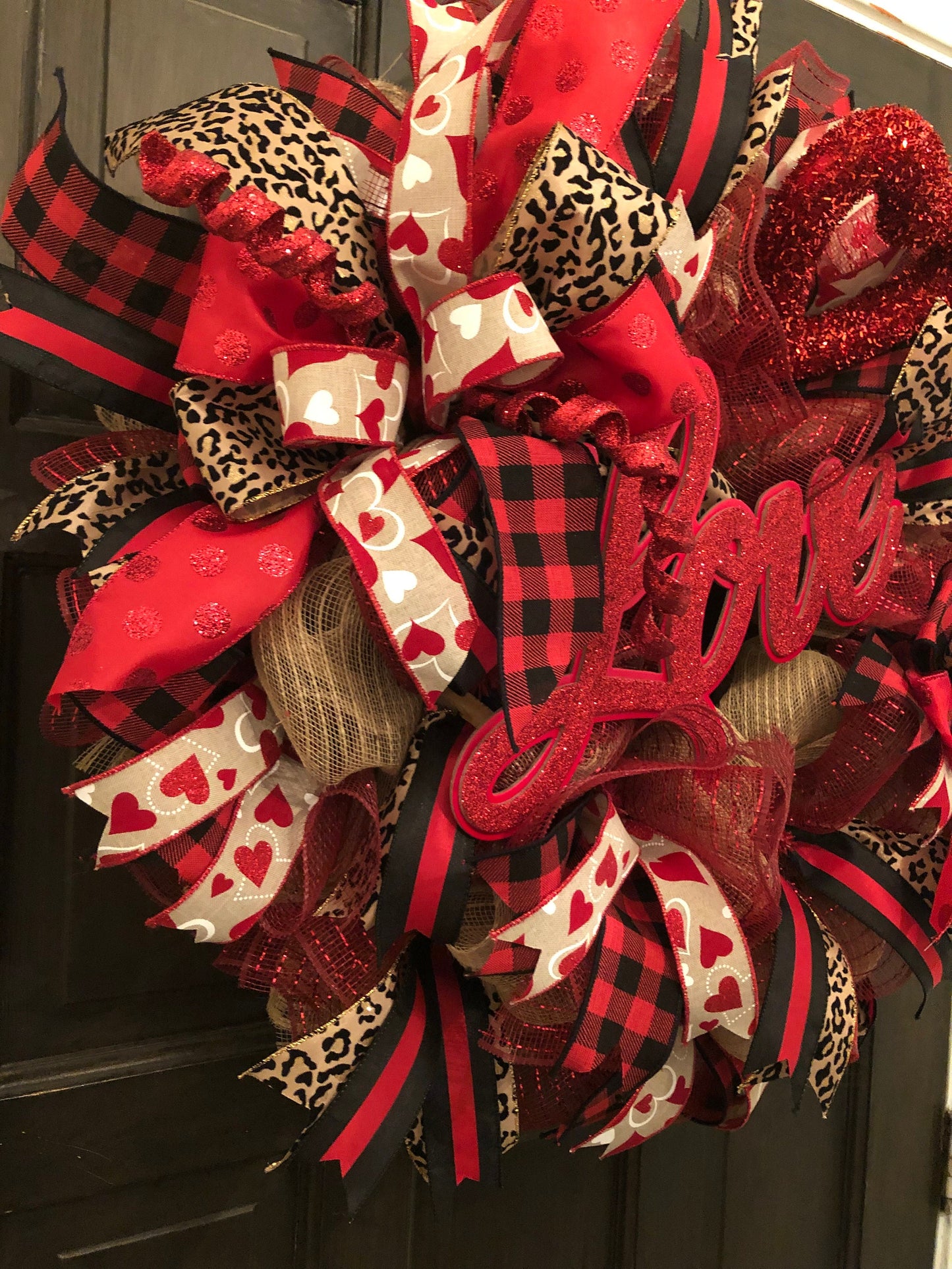Cheetah Print Love Valentine Wreath
