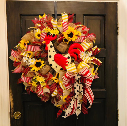 Rooster Farmhouse Welcome Wreath