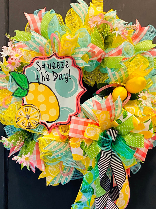 Lemon Wreath, Lemon Decor, Spring Wreath, Summer Door Decor, Facebook Live Wreath, Summer Wreath, Summer Fun Wreath