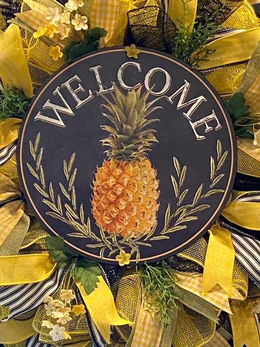 Pineapple Wreath, Welcome Wreath , Everyday Wreath, Pineapple Front Door Decor, Font Door Hanger