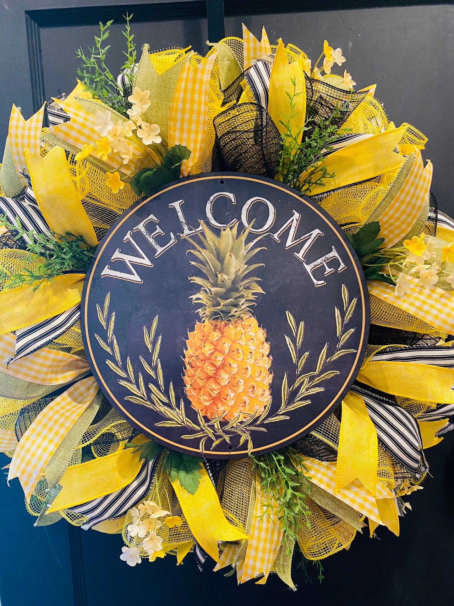 Pineapple Wreath, Welcome Wreath , Everyday Wreath, Pineapple Front Door Decor, Font Door Hanger