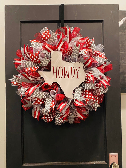 Whoop Wreath, Aggie Wreath, Maroon and White Wreath, Aggie Spirit, Aggie Front Door Decor, A&M