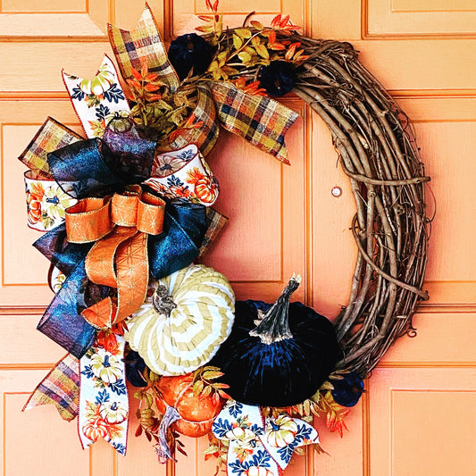 Fall Pumpkin Grapevine Wreath