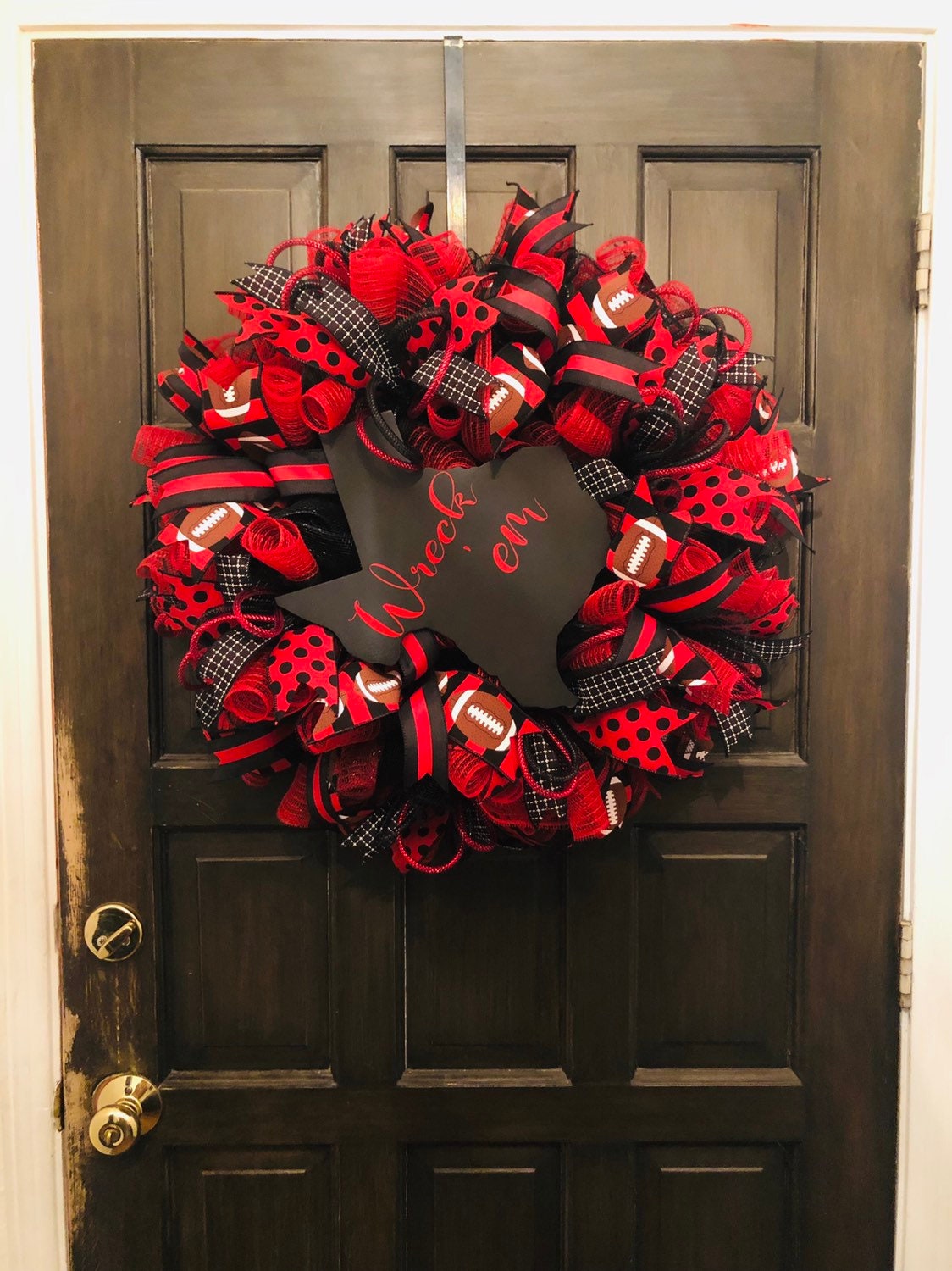 Wreck 'em Wreath, Texas Tech, College Football Wreath, Black and Red, Raiders