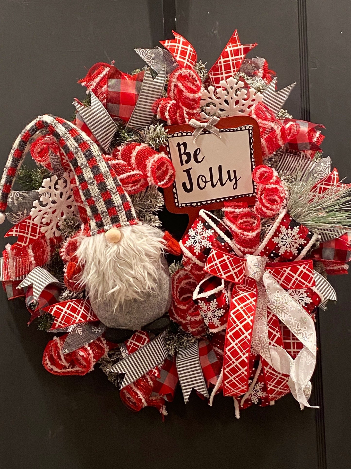 Be Jolly Christmas Winter Gnome Wreath