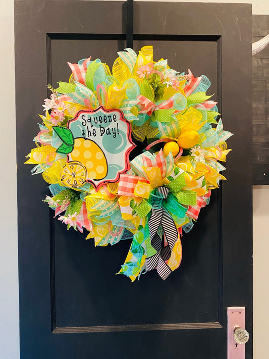 Lemon Wreath, Lemon Decor, Spring Wreath, Summer Door Decor, Facebook Live Wreath, Summer Wreath, Summer Fun Wreath