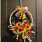 Wooden Bead Spring Summer Floral Everyday Wreath