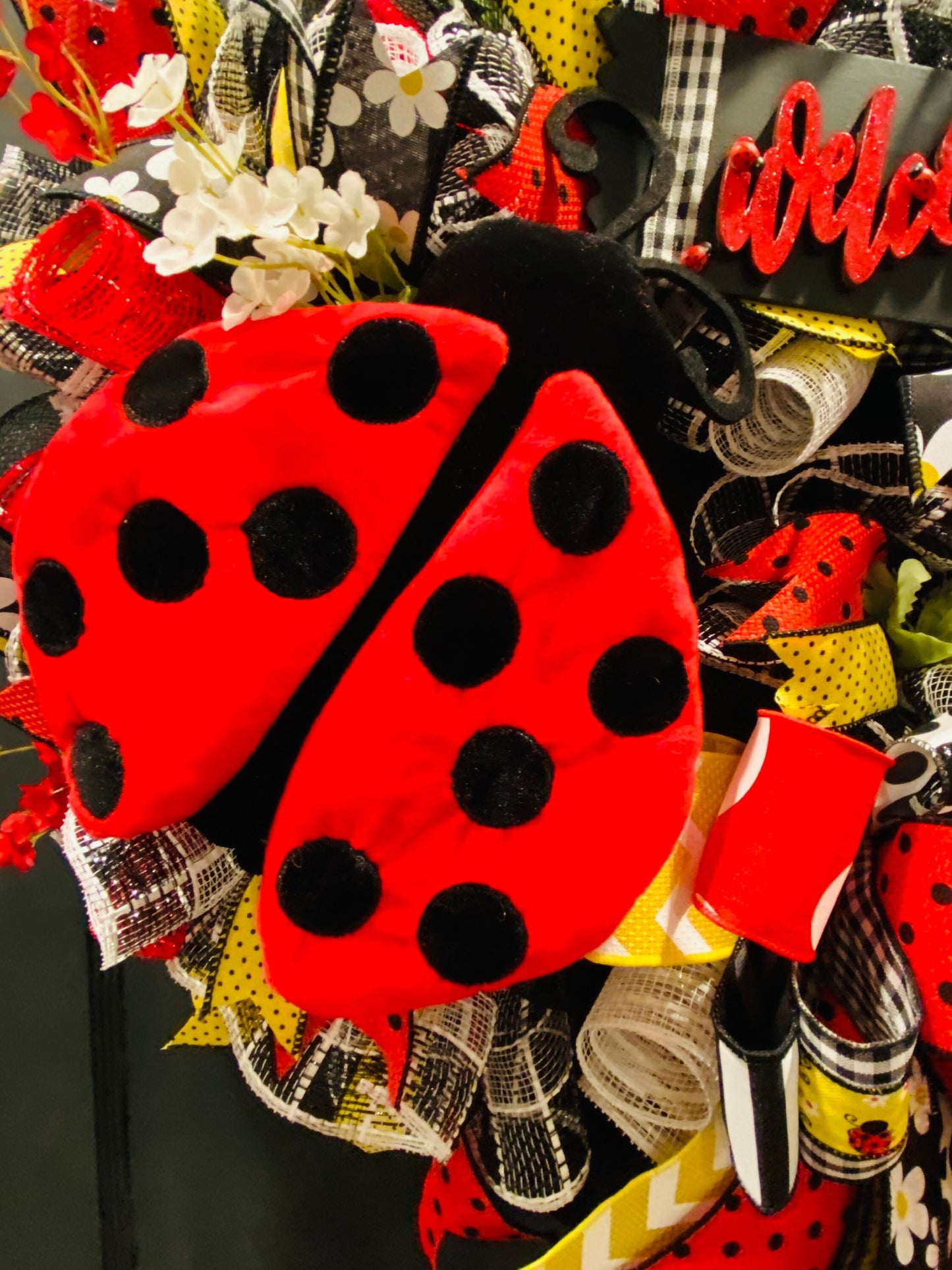 Ladybug Welcome Deco MeshWreath