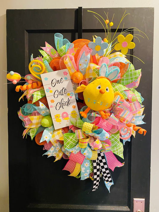 Whimsical Sweet Spring Easter One Cute Chick Wreath