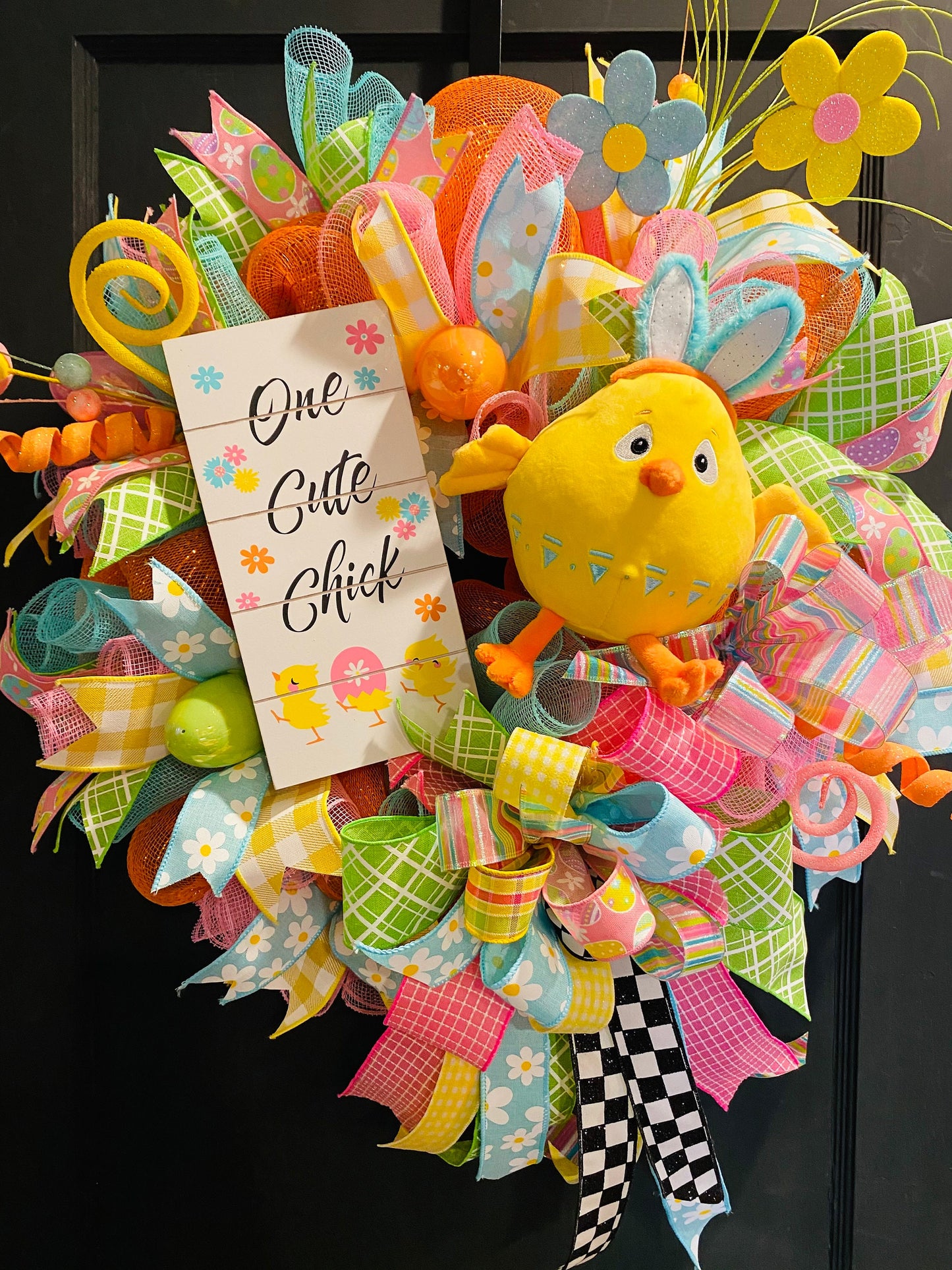 Whimsical Sweet Spring Easter One Cute Chick Wreath