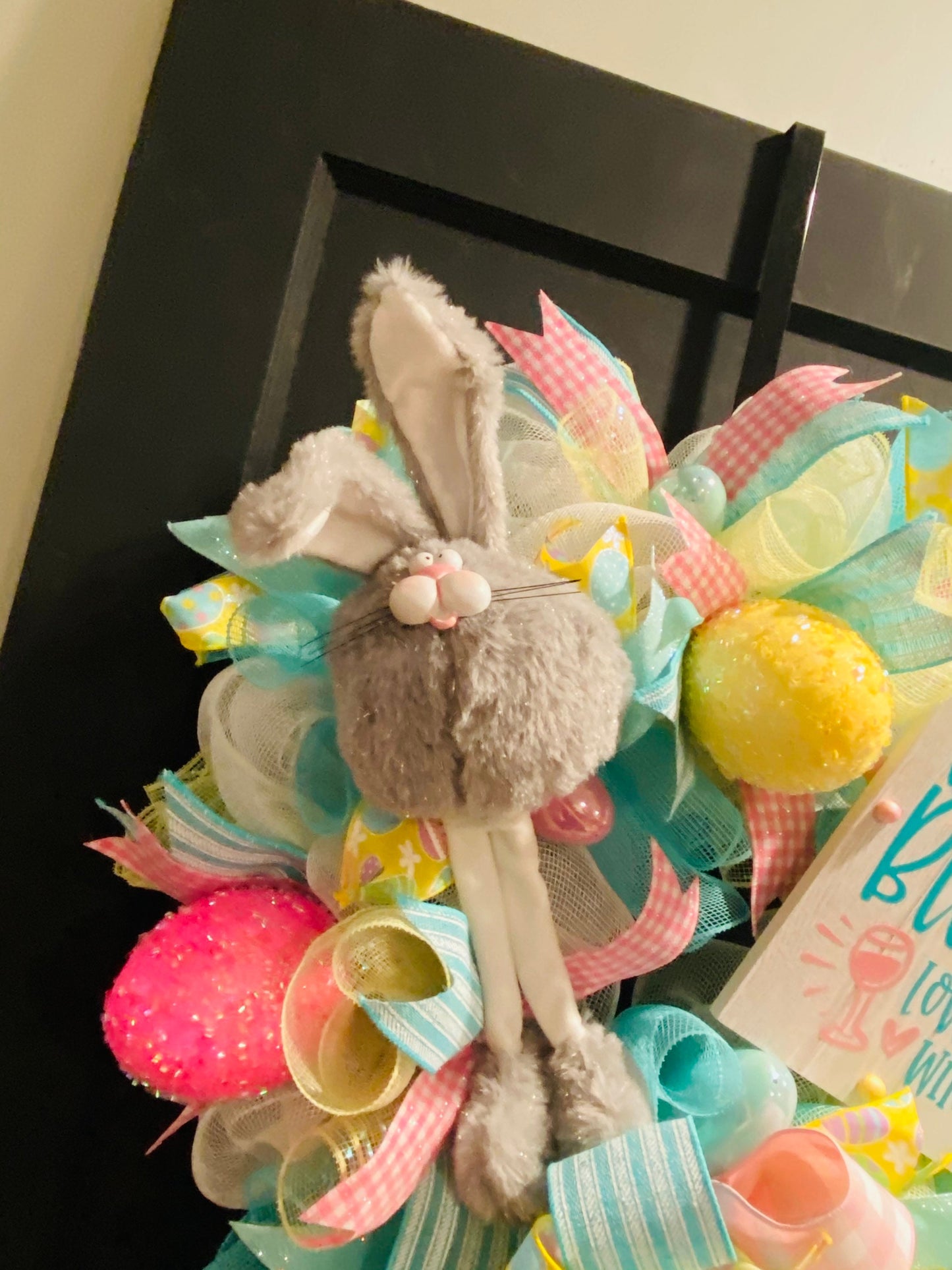 Whimsical Bunny Wreath, Some Bunny Loves Wine Wreath, Easter Decorations, Easter Wreath, Easter Door Decor, Spring Wreath, Easter Gifts