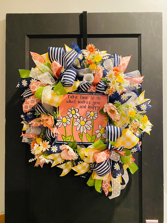 Daisy Wreath, Welcome Everyday Spring Summer Wreath