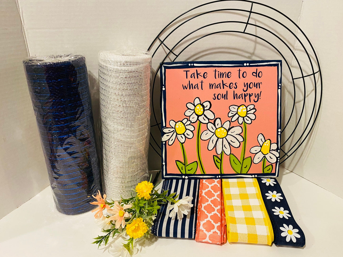 Daisy Wreath, Welcome Everyday Spring Summer Wreath