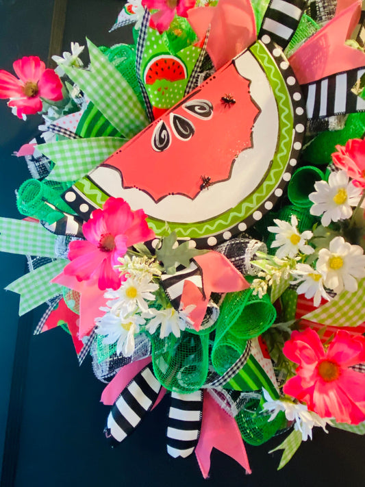 Watermelon Welcome Wreath, Watermelon Wreath, Welcome Wreath, Summer Wreath, Summer Front Door Decor, Everyday Wreath, Deco Meah Wreath