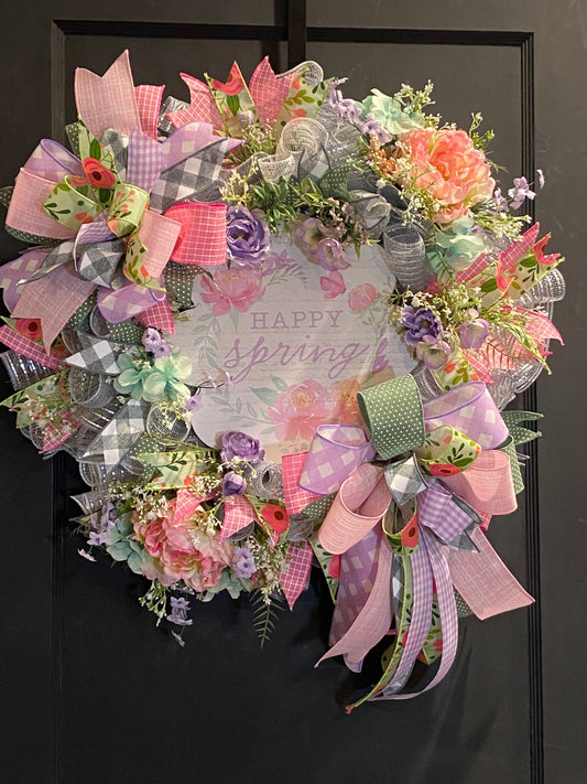 Happy Spring Floral Welcome Everyday Spring Summer Wreath