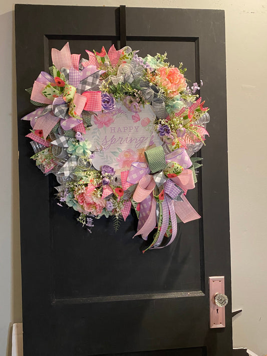 Happy Spring Floral Welcome Everyday Spring Summer Wreath