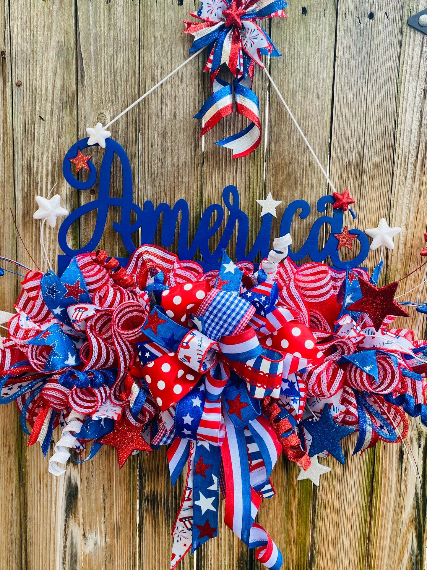 Memorial Day & 4th of July America Door Hanger Wreath, Military Wreath