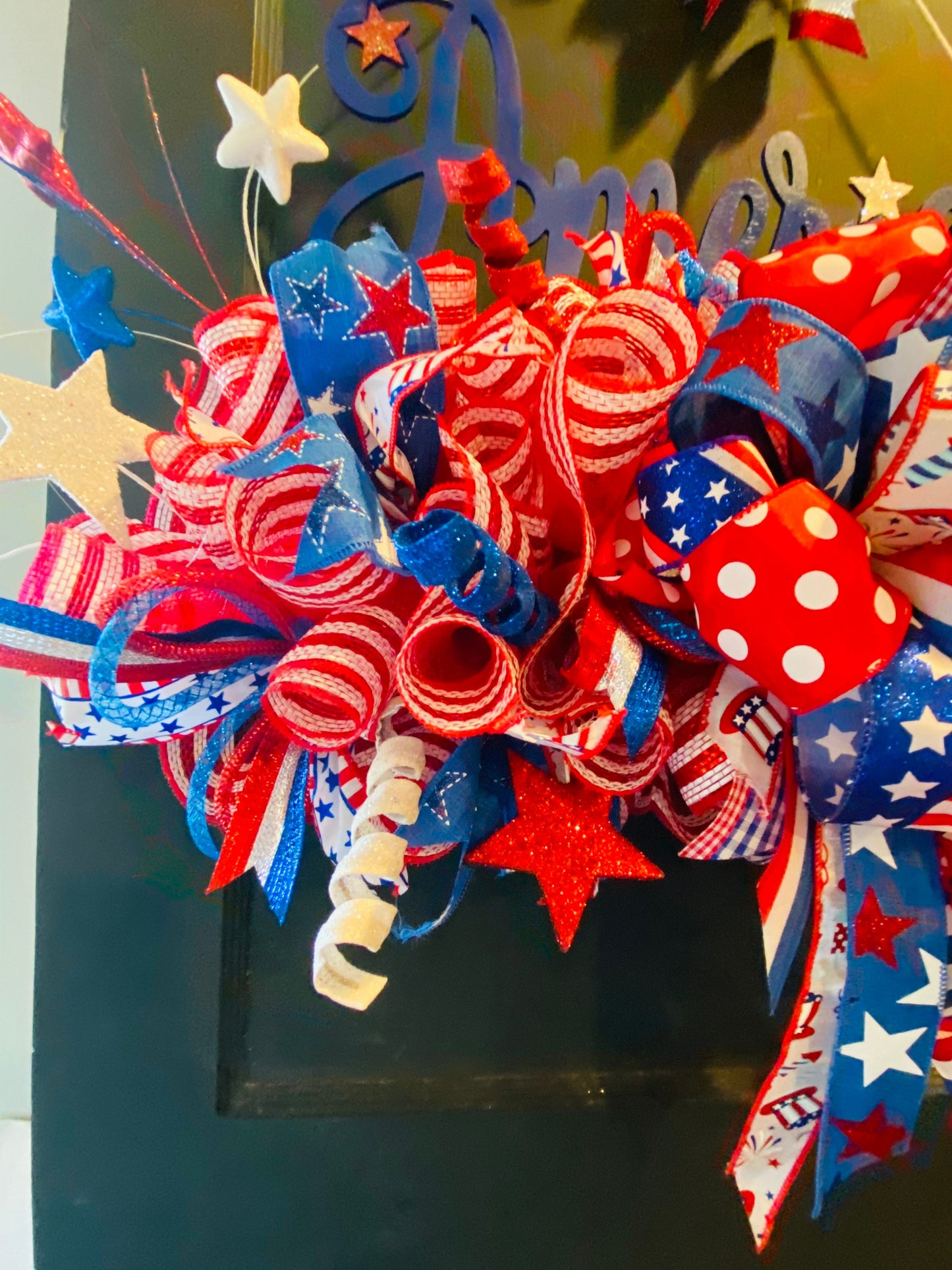 Memorial Day & 4th of July America Door Hanger Wreath, Military Wreath