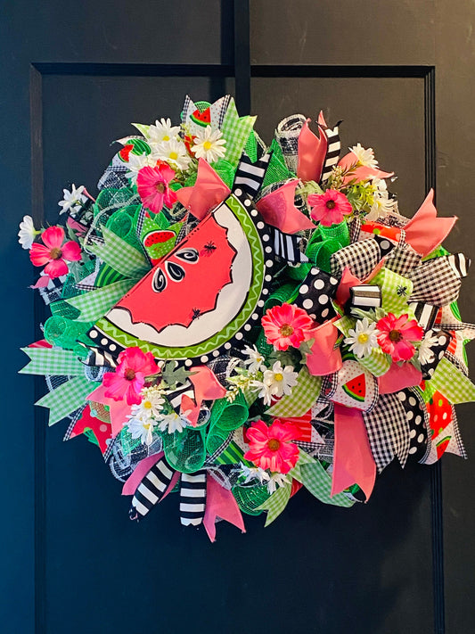 Watermelon Welcome Wreath, Watermelon Wreath, Welcome Wreath, Summer Wreath, Summer Front Door Decor, Everyday Wreath, Deco Meah Wreath