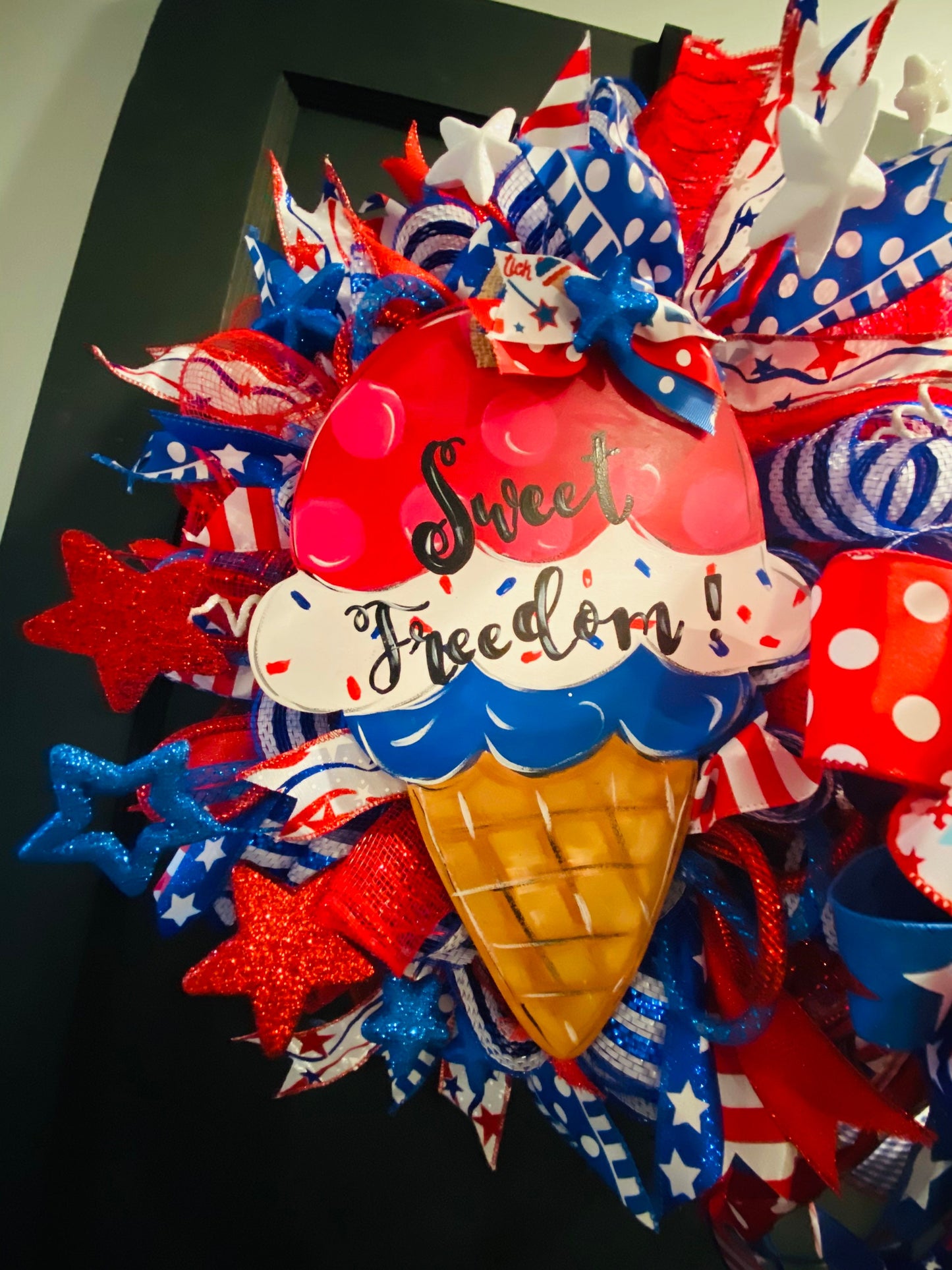 Memorial Day & 4th of July Patriotic Ice Cream Cone Wreath,Military Wreath