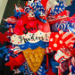 Memorial Day & 4th of July Patriotic Ice Cream Cone Wreath,Military Wreath