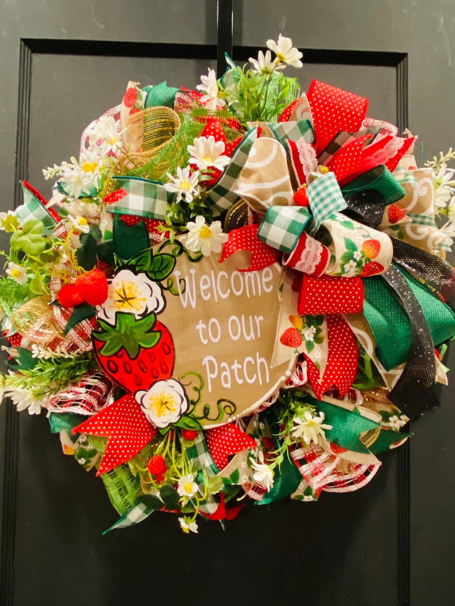 Strawberry Wreath, Summer Wreath, Welcome to our Patch Wreath, Strawberry Decorations, Everyday Wreath, Summer Door Decor, Front Door Decor