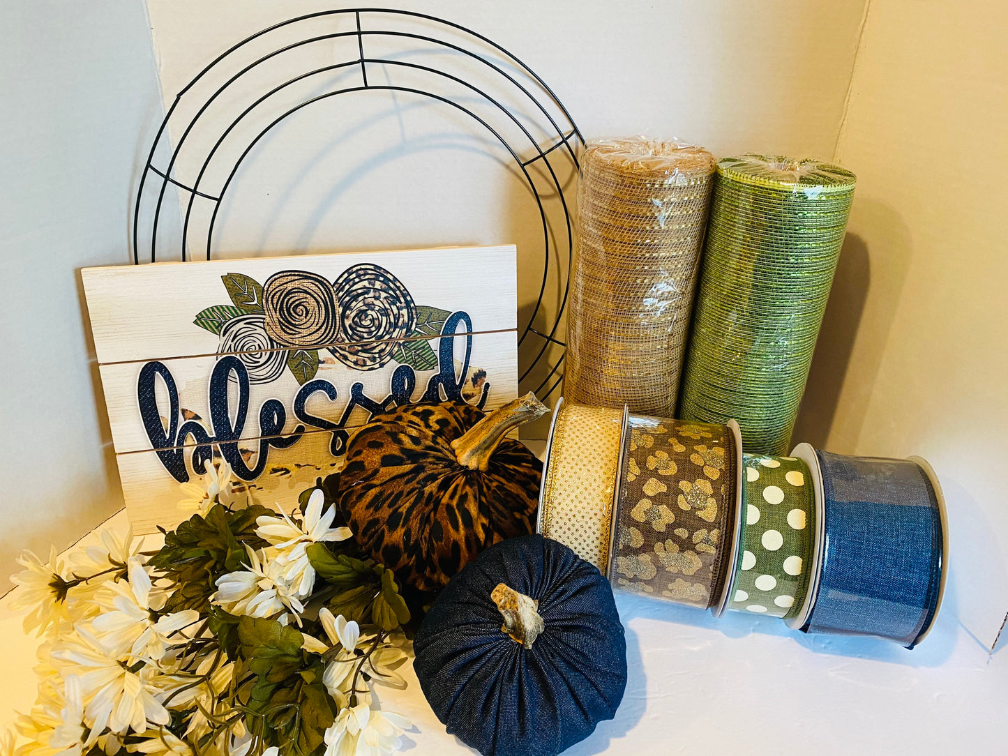 Blessed Cheetah Wreath Kit, Welcome Wreath, Sunflower Wreath, DIY Wreath Kit, CheetahDecorations, Everyday Wreath, Wreath Kit
