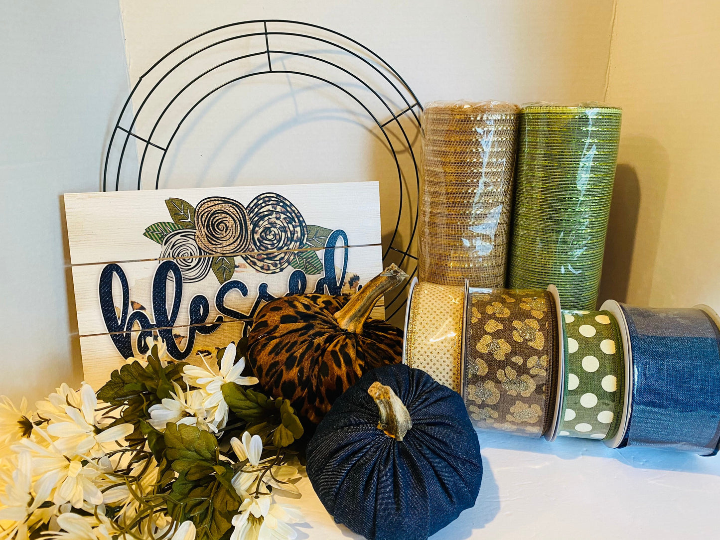 Blessed Cheetah Wreath Kit, Welcome Wreath, Sunflower Wreath, DIY Wreath Kit, CheetahDecorations, Everyday Wreath, Wreath Kit