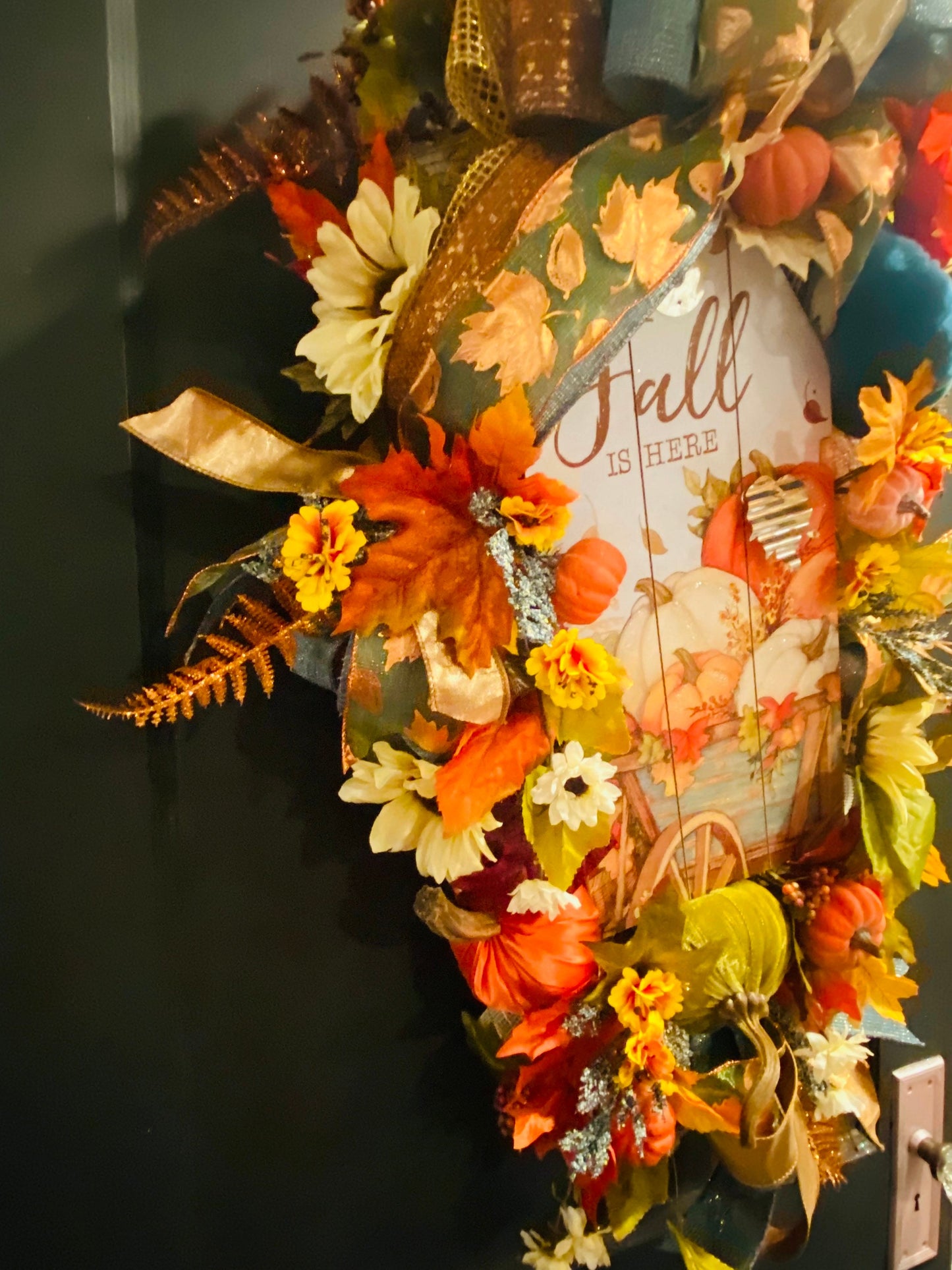 Fall is Here! Wreath, Facebook Live Wreath, Everyday Wreath, Sunflower Wreath, Fall Wreath, Welcome Wreath