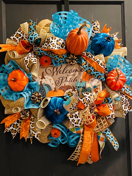 Welcome to Our Patch Fall Wreath, Facebook Live Wreath, Everyday Wreath, Fall Wreath, Welcome Wreath, Pumpkin Wreath